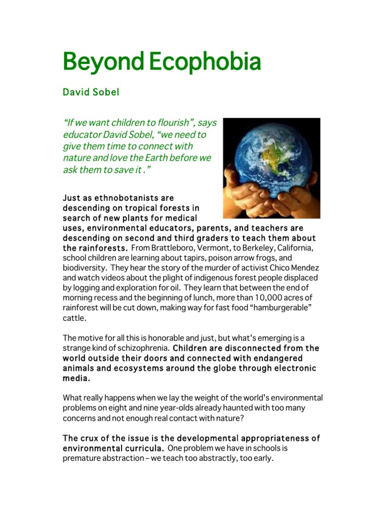 Beyond Ecophobia A Book By David Sobel