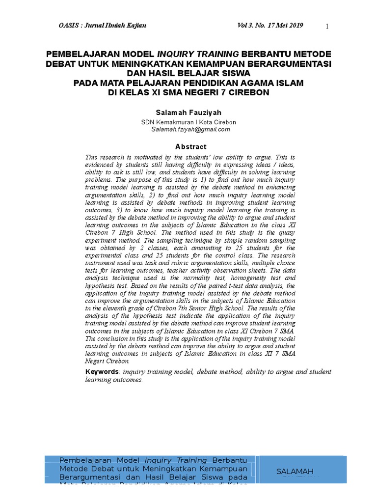 Jurnal Salamah Oret Oret Pdf Learning Data