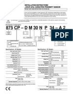 875 CP - D M 30 N P 34 - A 2: Installation Instructions Bulletin 875C, 875Cp, 875L Capacitive Proximity Sensor