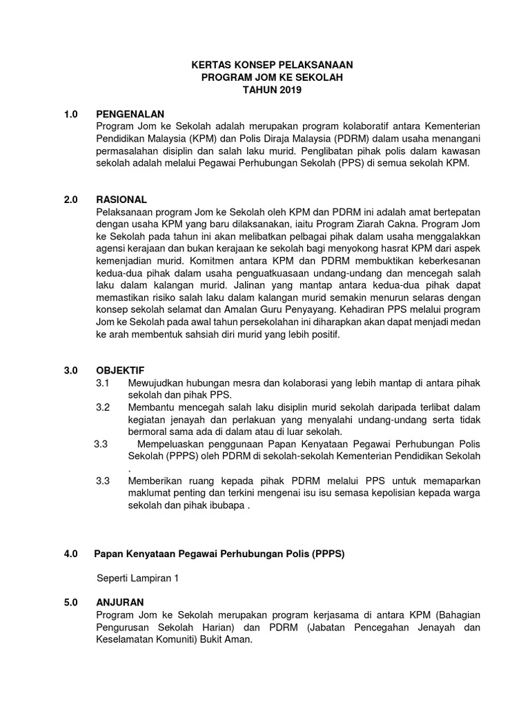 Kertas Konsep Jom Ke Sekolah 2019 Pdf
