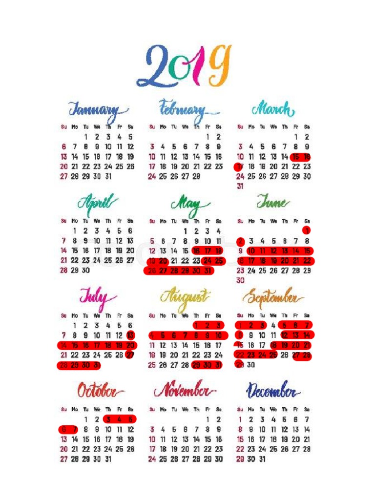 2019 condo calendar