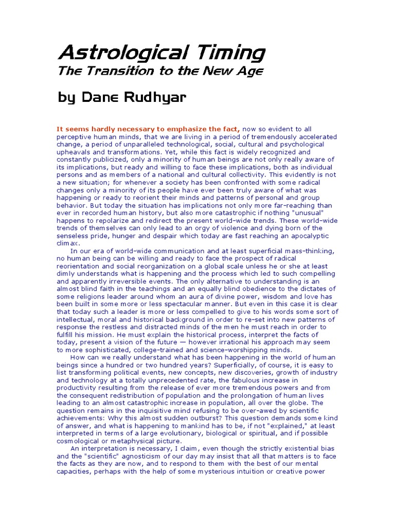 Astrological Timing - Dane Rudhyar | PDF | Planets | Time