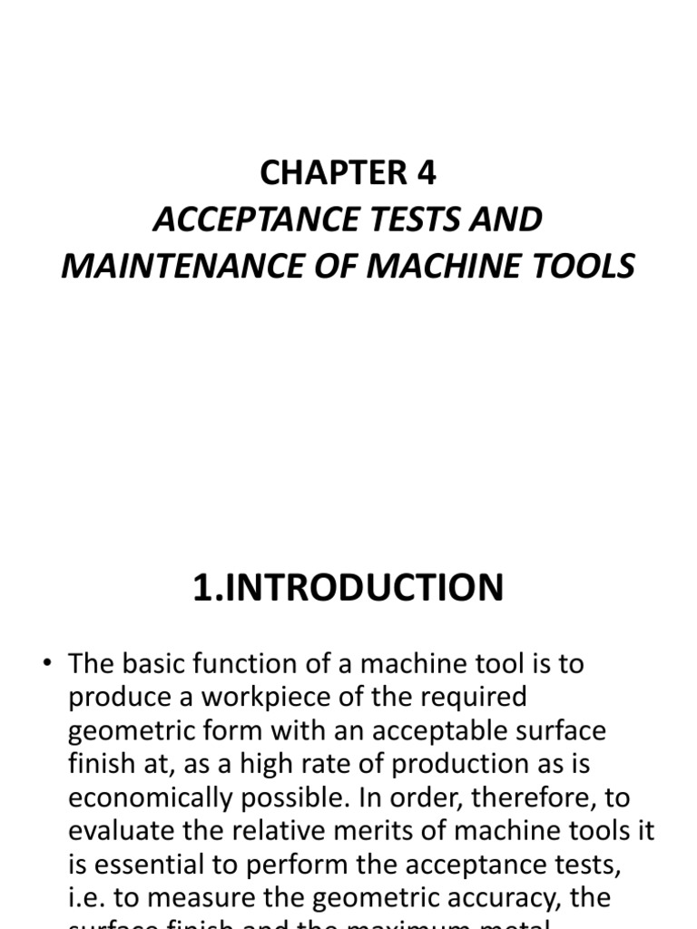 Acceptance Tests and Maintenance of Machine Tools PDF Engineering Tolerance Machine Tool