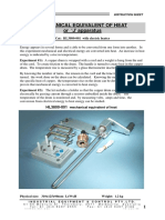 Mechanical Equivalent of Heat or J' Apparatus: Instruction Sheet