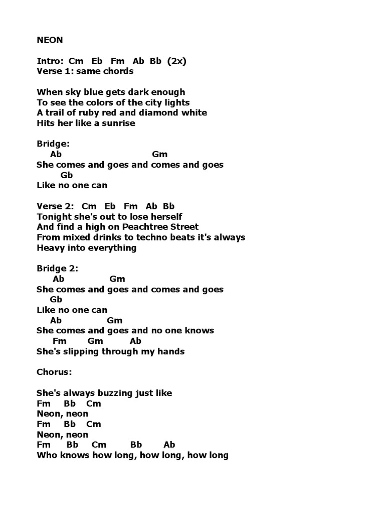Neon Chords PDF