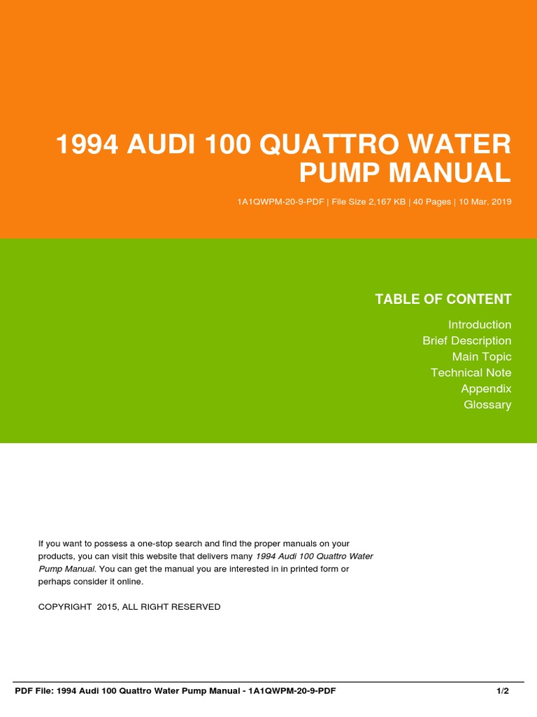 ID89566df611994 Audi 100 Quattro Water Pump Manual PDF E Books Audi