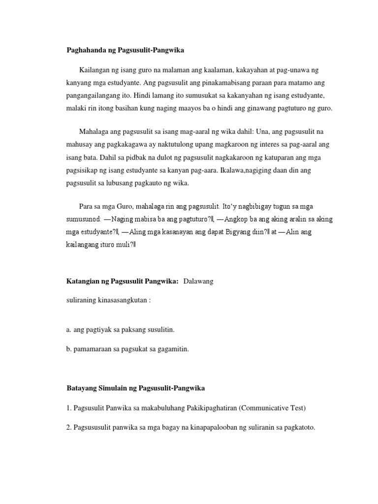 Paghahanda NG Pagsusulit | PDF