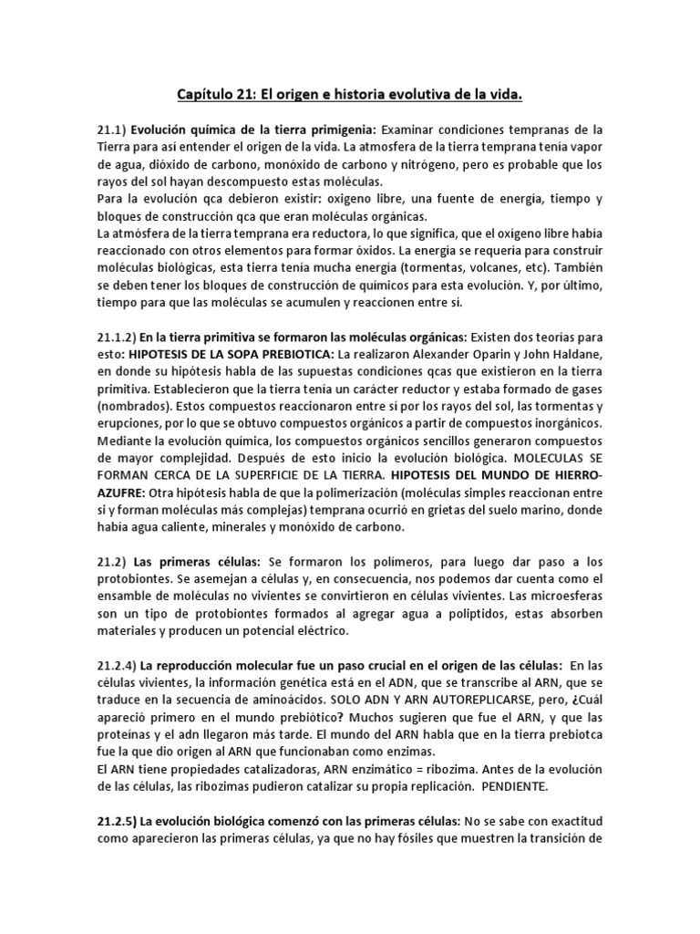 Origen y evolución de la vida en la Tierra | PDF | Rna | Tierra