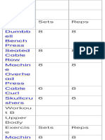 Dumbb Ell Bench Press Se Ted C Ble Row M Chin e Overhe D Press C Ble Curl Skullcru Shers