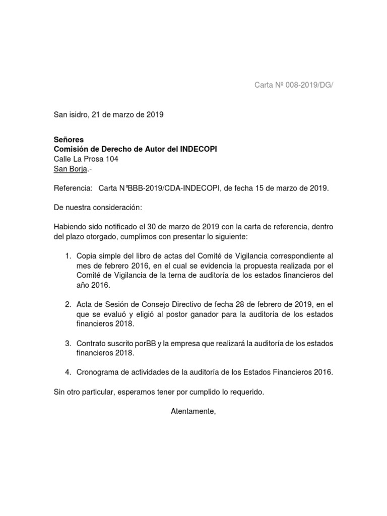 Modelo Carta Indecopi Docx