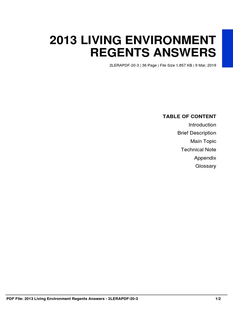 ID4ce3180372013 Living Environment Regents Answers PDF Ecological Niche E Books