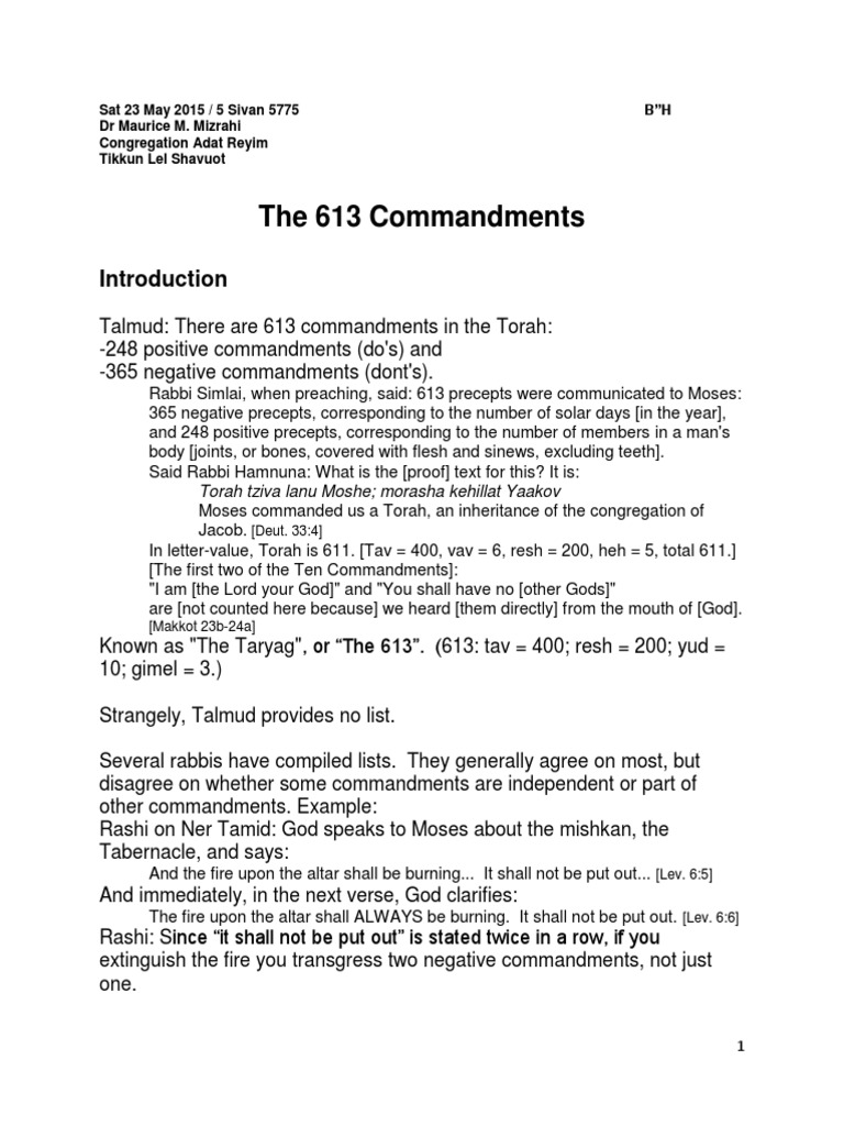 The 613 commandments shavuot pdf passover ten commandments