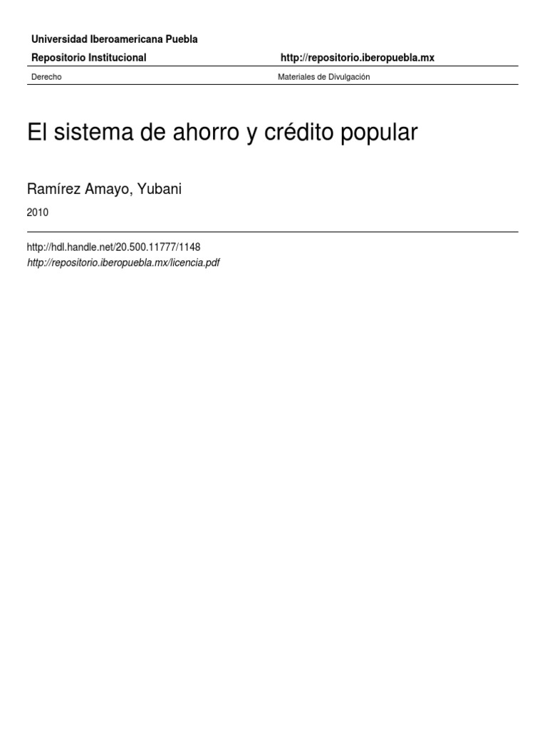 Sistema de Ahorro y Credito Popular | PDF | Cooperativa | Bancos
