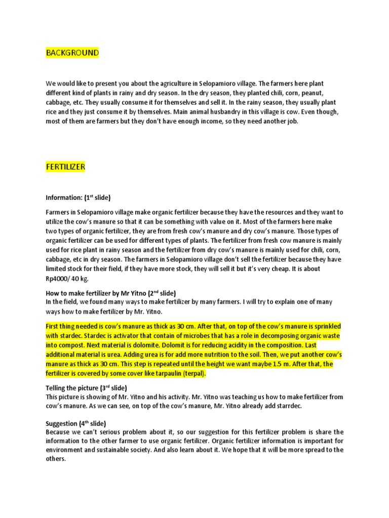 Script For Agriculture Team | PDF | Manure | Fertilizer