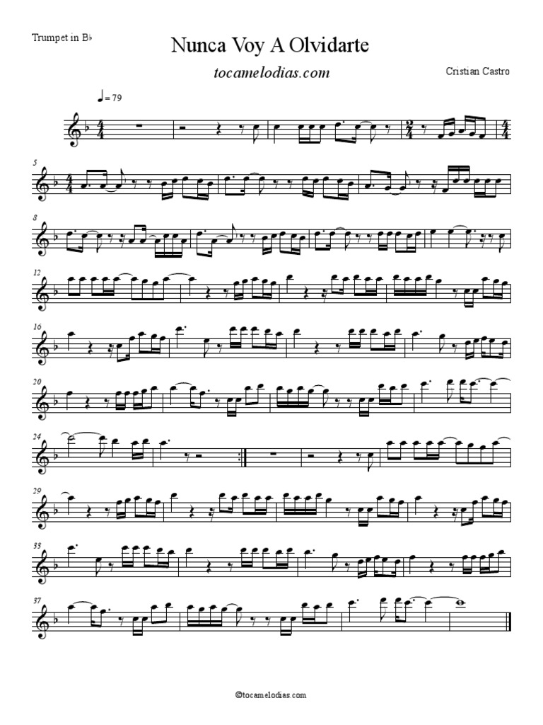 Nunca Voy A Olvidarte Partitura Trompeta