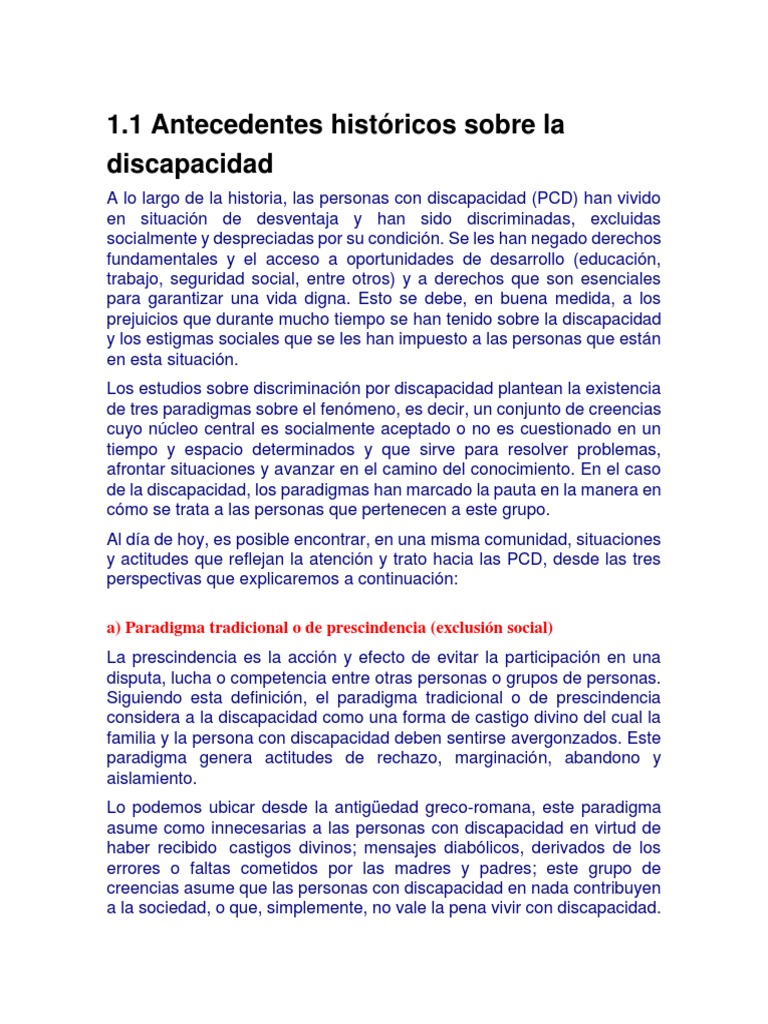 Historia y paradigmas de la discapacidad | PDF | Invalidez | Paradigma