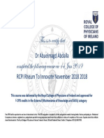 This Is To Certify That Completed The Following Course On: DR Abuelmagd Abdalla RCPI Rheum To Innovate November 2018 2018