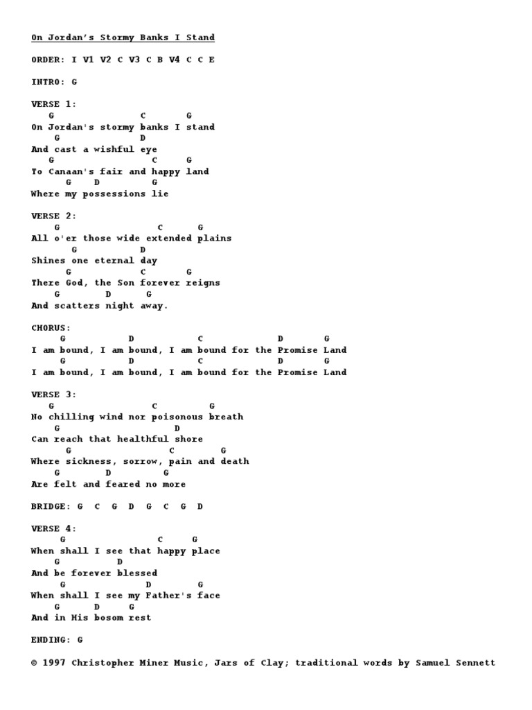 On Jordans Stormy Banks I Stand (G)