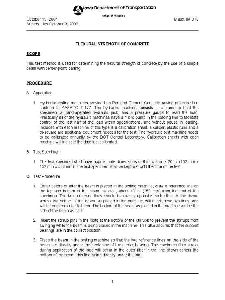 Flexural Strength Test of Concrete Beams | PDF | Calibration | Concrete