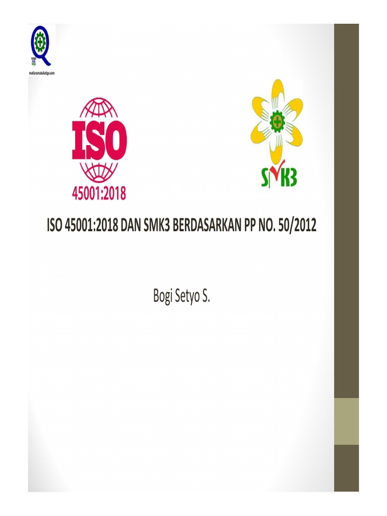 Materi Iso 45001 Dan Smk3 2018 Juli 2018 1 Pdf