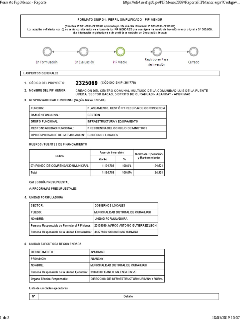 Formato Pip Menor - Reporte | PDF | Precios | Mercado (economía)