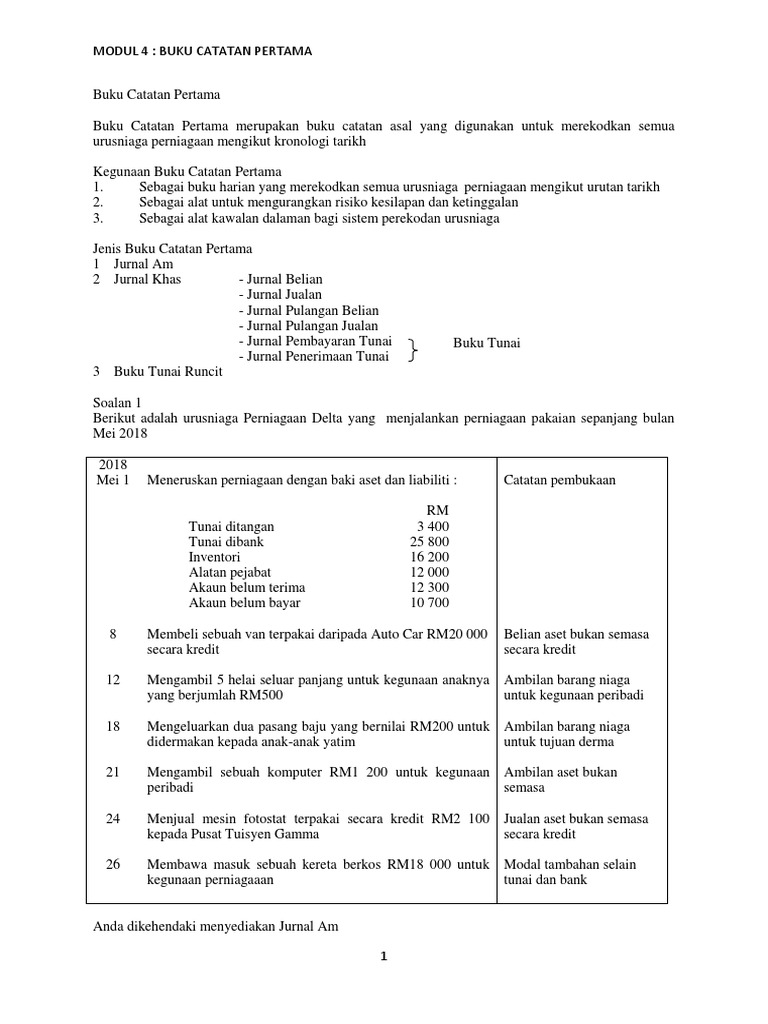Modul 4 Buku Catatan Pertama 1 Pdf
