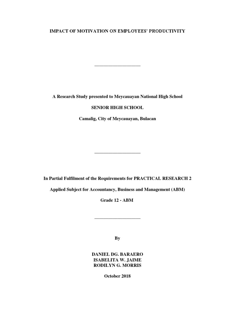 Impact of Motivation On Employee's Productivity | PDF | Motivation
