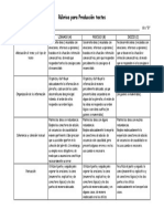 Rubrica de Evaluación para La Producción Textos