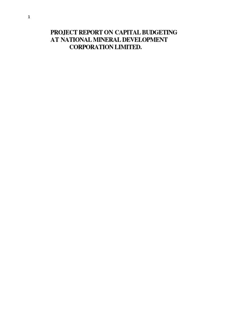Project Report On Capital Budgeting | PDF | Capital Budgeting ...