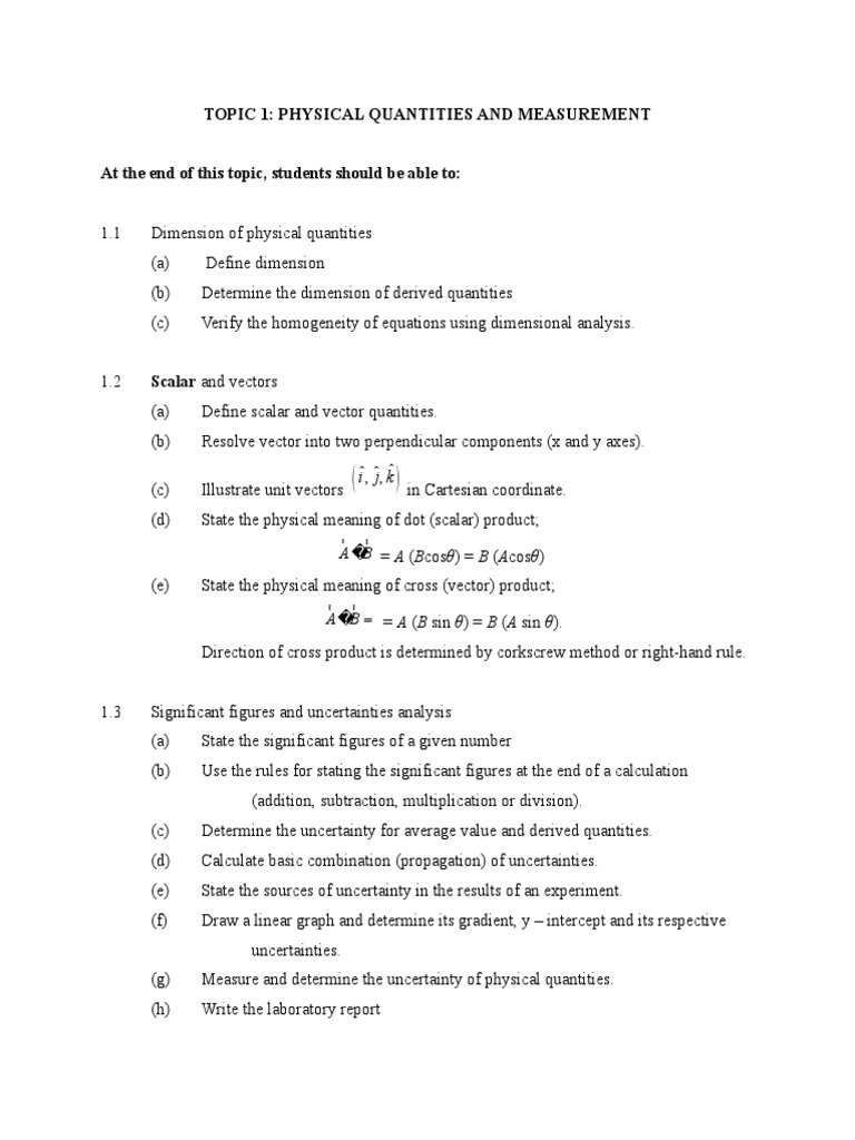 Physical Quantities and Measurement Guide | PDF | Euclidean Vector ...