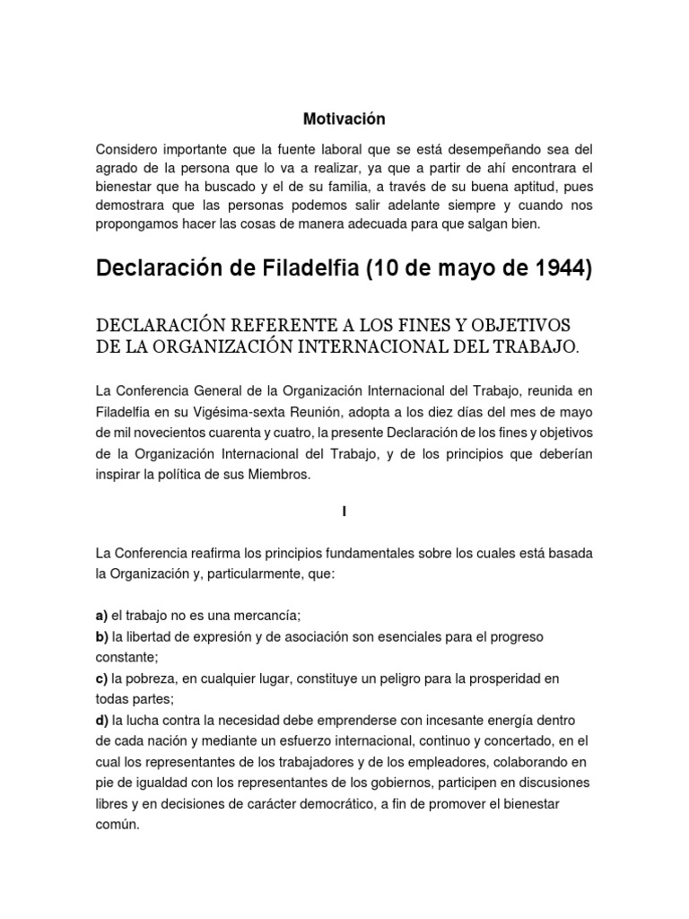 La DeclaracióndeFiladelfia PDF Organización Internacional del