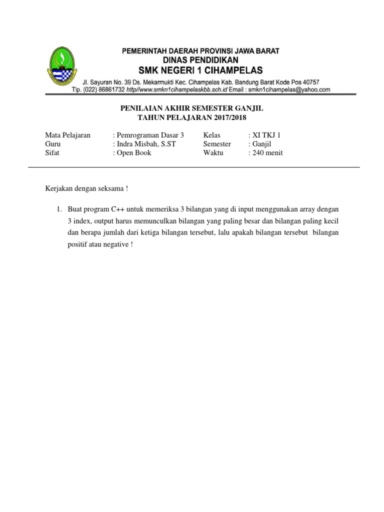 UAS Pemrograman dan Desain Grafis 2017/2018 | PDF