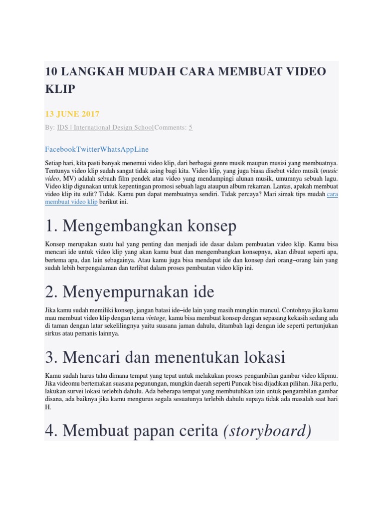 10 Langkah Membuat Video Klip Musik | PDF | Game & Aktivitas | Seni