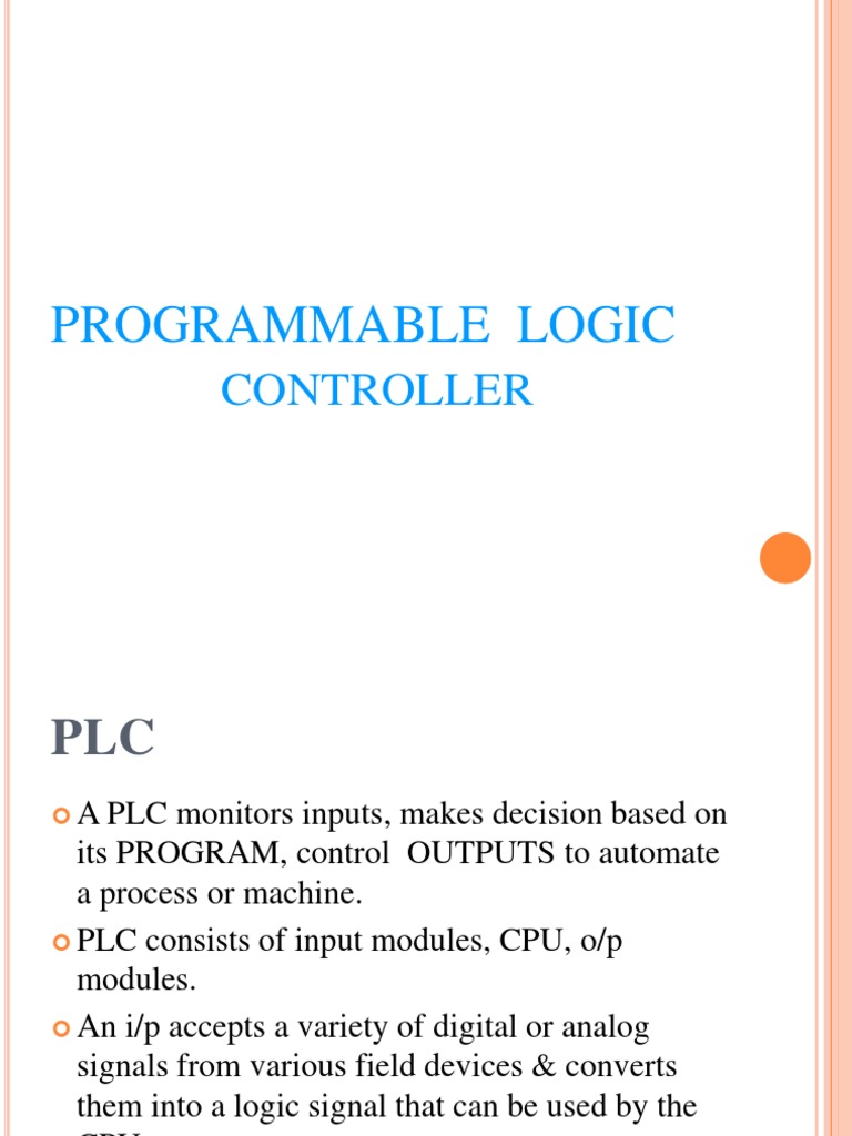 PLC Presentation | PDF | Programmable Logic Controller | Computer Program