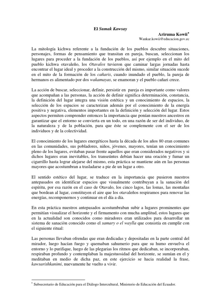 El Sumak KawsayFilosofia