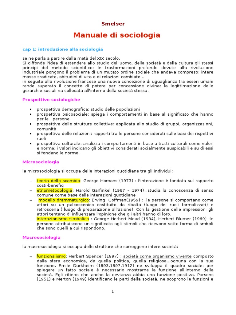 Smelser Manuale Di Sociologia PDF | PDF
