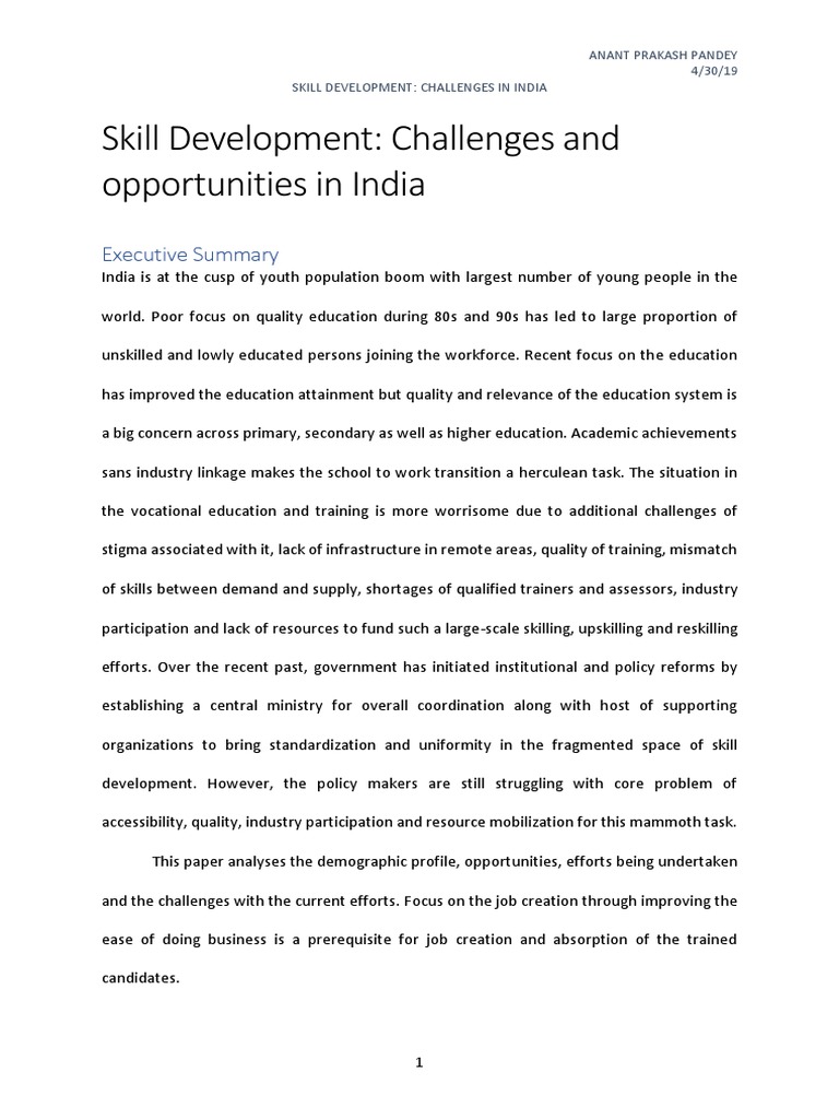 Skill Development Challenges in India | PDF | Vocational Education ...