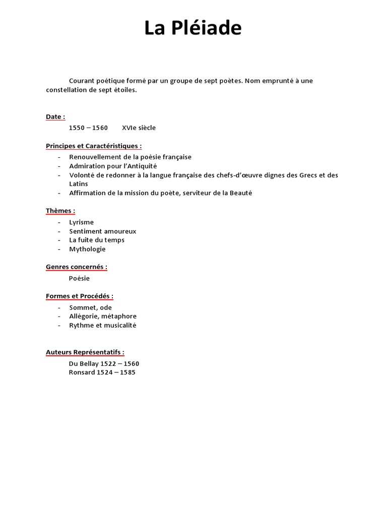 Fiche Courant Litteraire Bac Francais Fiche Sur Les Mouvements Litteraires | PDF | Réalisme (littérature) | Poésie