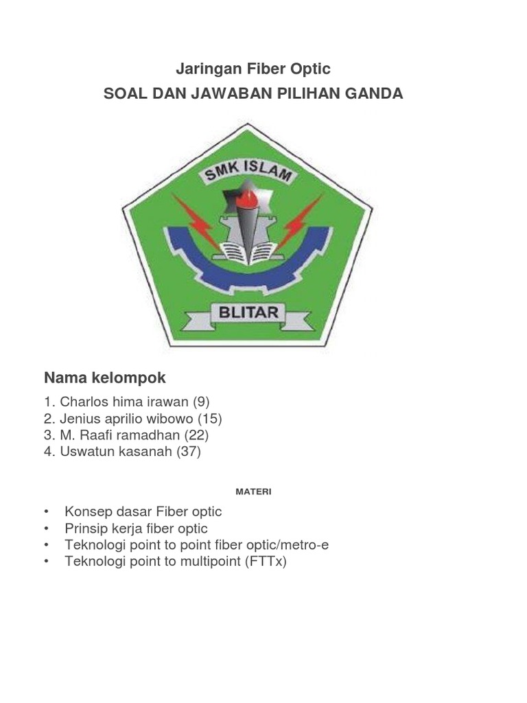 Absen 9 15 22 37 Bab 4 Soal Dan Pilihan Ganda Jaringan Fiber Optic
