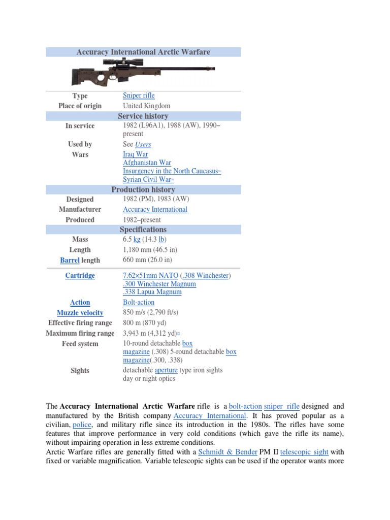 Accuracy International Arctic Warfare Rifle | PDF | Firearms ...