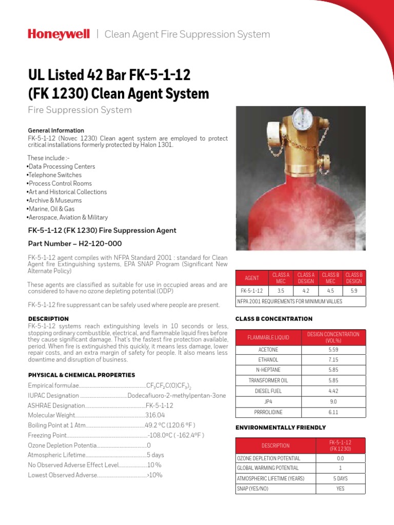 Honeywell Clean Agent Fire Suppression System Pdf Valve Gases