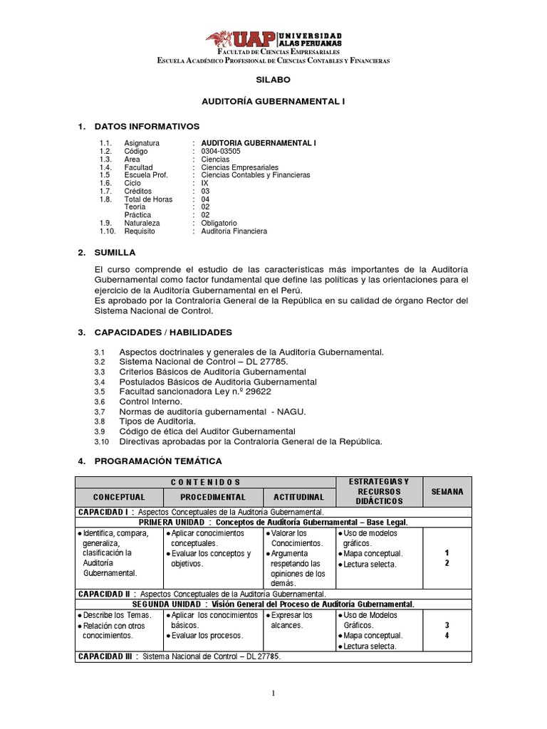 Introducción a la Auditoría Gubernamental | PDF | Auditoría | Prueba ...