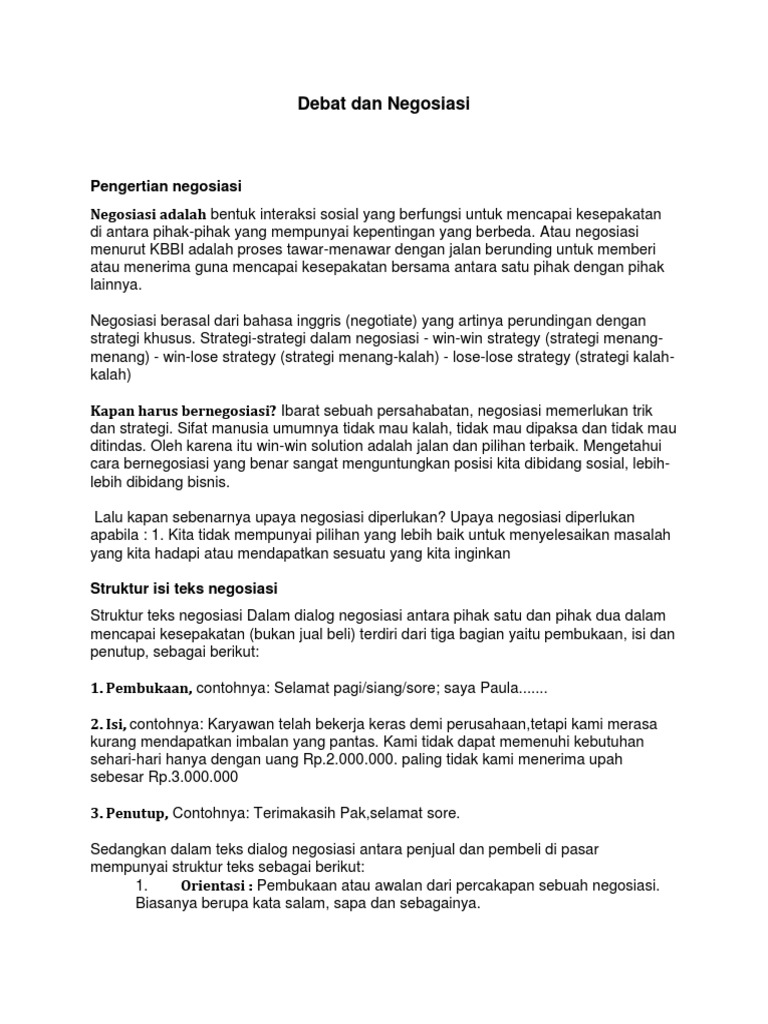 Debat Dan Negosiasi