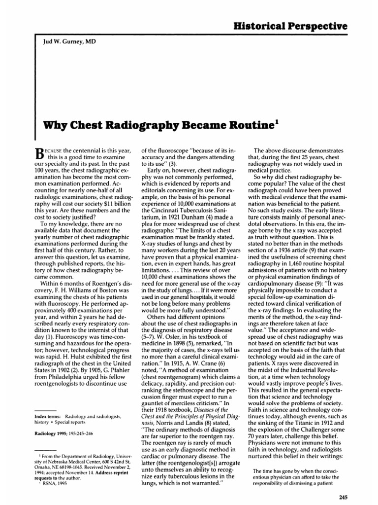 Why Chest Radiography Became Routine | PDF | Radiography | Radiology