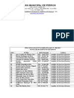 Lista de Candidatos Porta de Sala - Processo Seletivo 2017