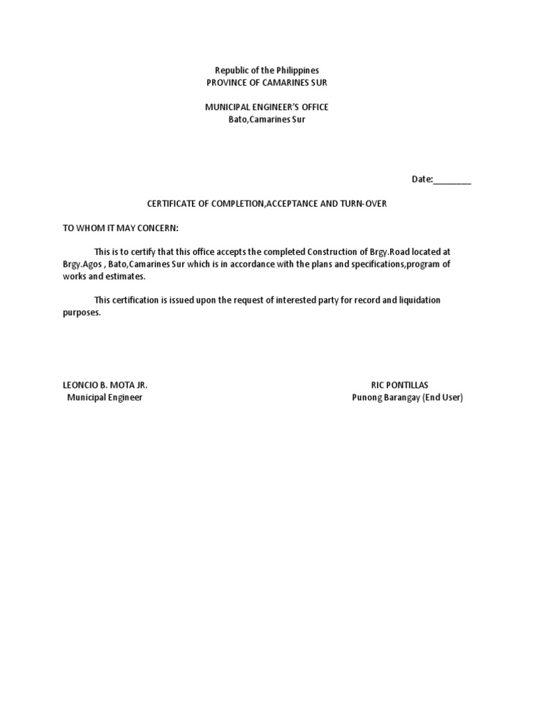 Acceptance, Turn Over | PDF | Engineering | Business