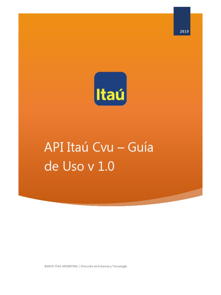 Guía de Uso API Itaú CVU 2024 | PDF | Protocolo de Transferencia de ...