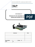 Informe #Sistemas de Corte Automático CNC Con Plasma para Metales Fe y No Fe