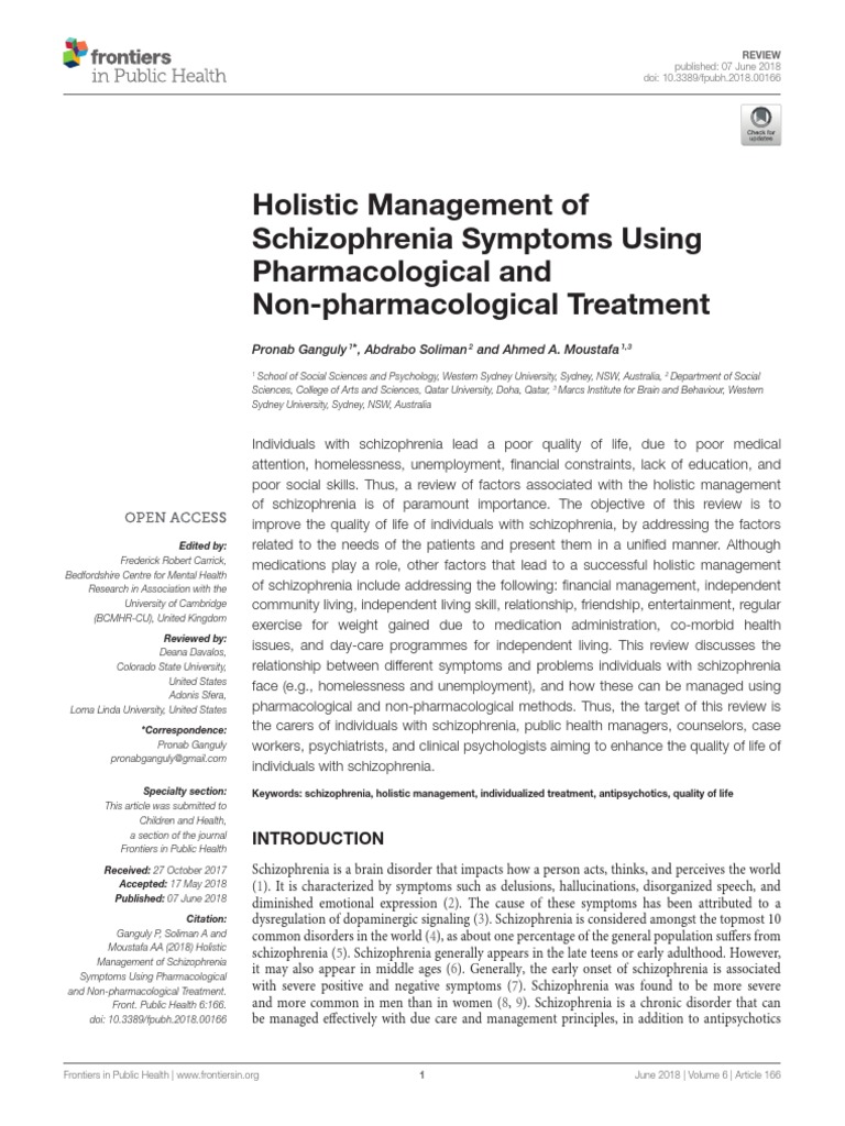 Holistic Management of Schizophrenia Symptoms Using Pharmacological and ...