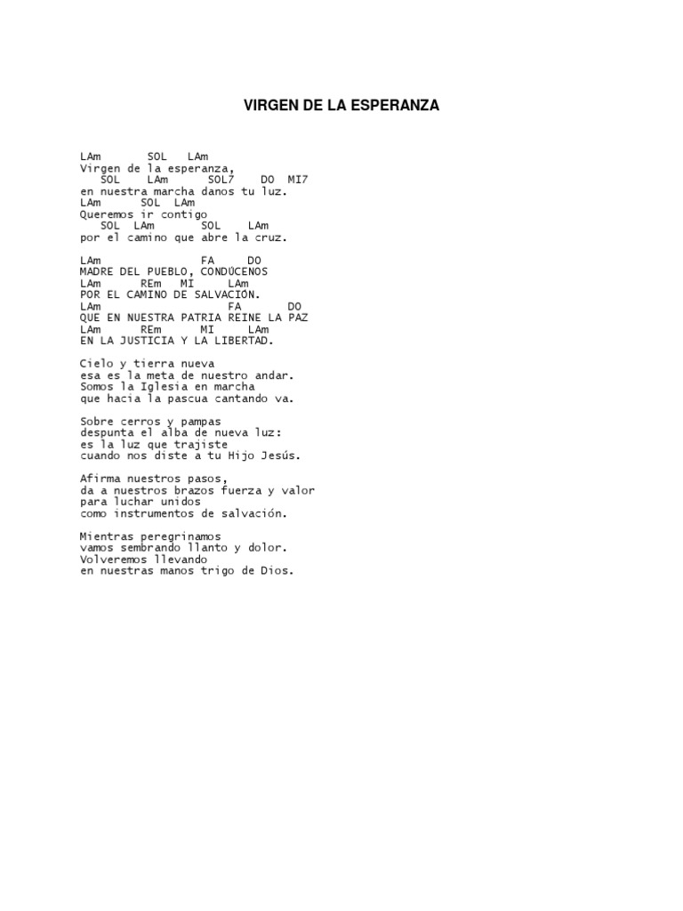 Virgen de La Esperanza Letra y Acordes PDF